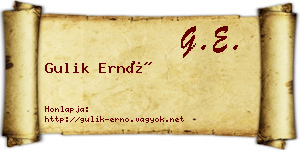 Gulik Ernő névjegykártya
